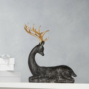 Faux Marble Reindeer Sculpture - Midnight Blue